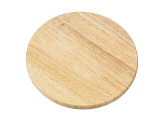 Round  wooden cutting board isolated on white background