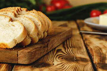 Fresh baked loaf of bread with butter bar