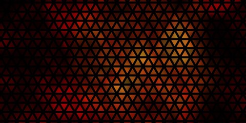 Dark Yellow vector backdrop with lines, triangles.