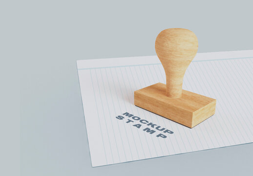 Rubber Stamp with Paper Mockup Stock Template