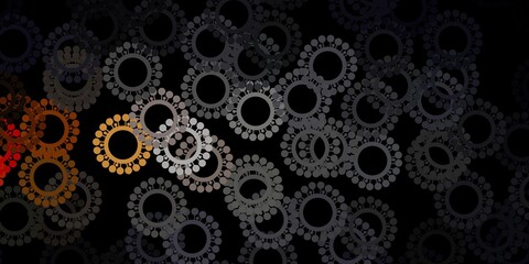 Dark yellow vector backdrop with virus symbols.