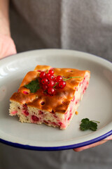 pie with red berries close-up.