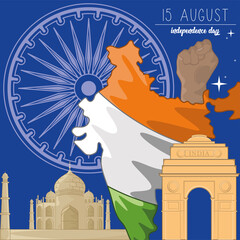 Happy independence day of India. Independence day card - Vector