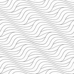 Fototapeta premium Geometryczna tekstura wektor. Powtarzający się monochromatyczny wzór z cienkimi, przeplatanymi falistymi liniami.