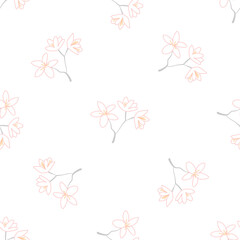 Seamless pattern with floral and herbal elements. Decorative texture for wallpaper, textile, stationery, scrapbook, web, wrapping paper.