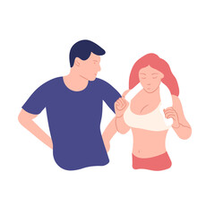 Fototapeta premium Woman. Man. Sport. Fitness training. Training sport. Vector outline illustration. 