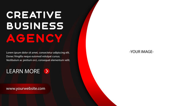 Creative business agency banner template design with red gradien lines. Can be used for flyer, brochure, poster, ads.