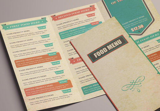 Vintage Food Menu Trifold Layout