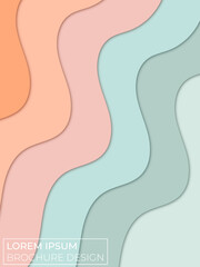 Abstract blue pink peach beach background with paper waves for banner, invitation, brochure, flyer, poster or web design. Paper cut style, 3d effect imitation, placeholder text, vector illustration