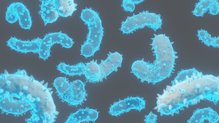 3d rendering of germs microscope background.