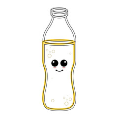 Cartoon icon of a happy soda bottle - Vector