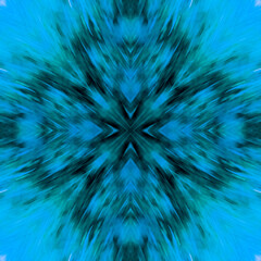 Computer graphics, pattern - kaleidoscope, seamless surreal magical texture in shades of blue. The tile is square.