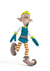 elf santa helper is happy and walking