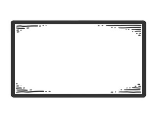 Nameplate. Sketch scratch board imitation. Black and white.