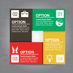 Infographic template and options with flat icons for presentation.