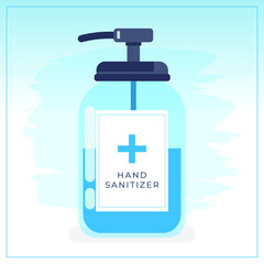 Hand sanitizer bottle, washing gel, Hand sanitizer pump bottle, washing gel, Washing alcohol gel used against viruses, flu, coronavirus, Waterless hand cleaner. Vector illustration, flat design
