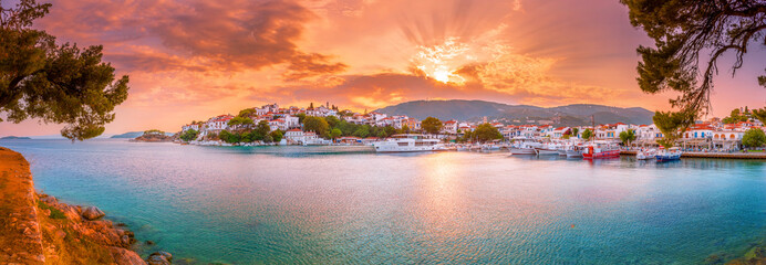 The old town of Chora in island Skiathos, Greece