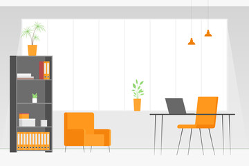 Home office workplace. Vector illustration.