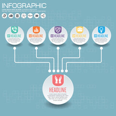 Infographic template and options with flat icons for presentation.