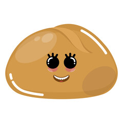 Cartoon icon of a happy bun bread - Vector