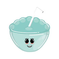 Cartoon icon of a happy sweet shaved ice. Dessert icon - Vector