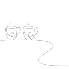 Cup of coffee love heart background. Vector illustration