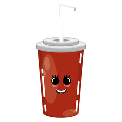 Cartoon icon of a happy soda glass- Vector