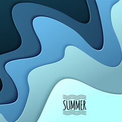 Vector paper cut waves modern background.
