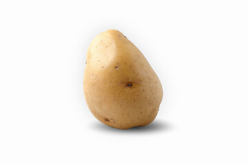 Single raw potato organic tuber is vegetarian with carbohydrate isolated.