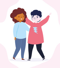 happy youth day celebration cartoon character young man and woman