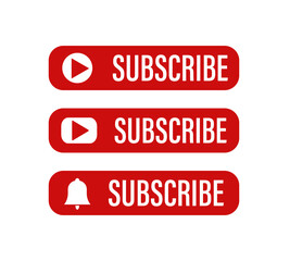 Subscribe button , vector icon. Red button of subscribe on white background . Social media concept .