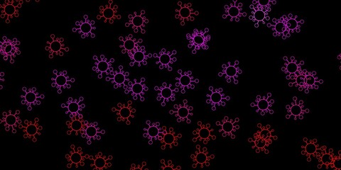 Dark pink vector pattern with coronavirus elements.