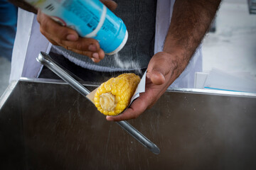 Fresh boiled corn, street food