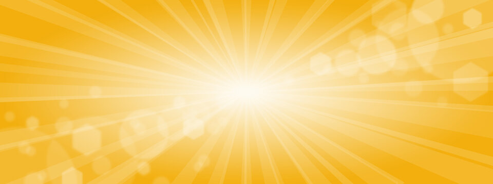 summer background abstract texture with sun flare and rays on yellow background