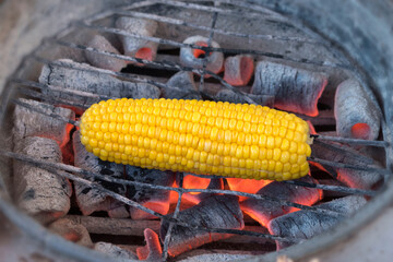 Corn roast on charcoal. Street food