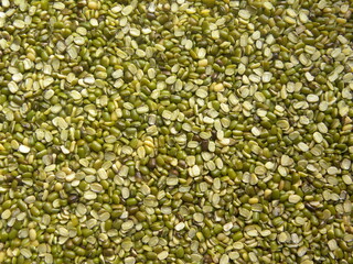 Green and yellow color dry split Mung dal beans