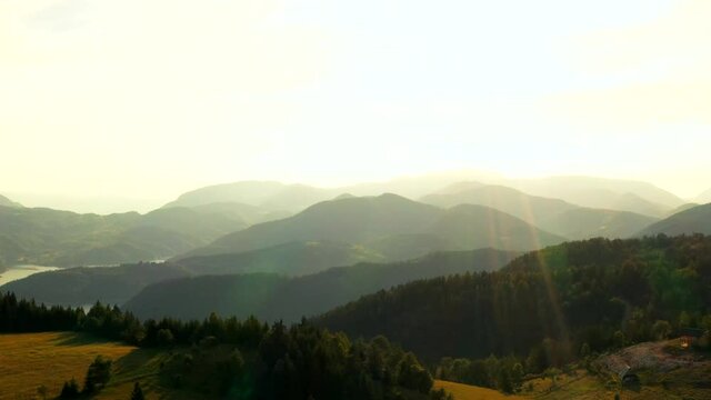 View at Perucac lake and river Drina from Tara mountain in Serbia