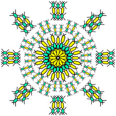 A variant of the pattern is a braided pigtail made of lines on cells on a white background. Pattern of different shapes from a pigtail.