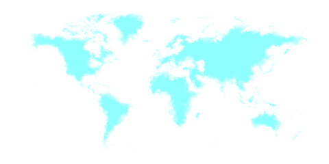 Fototapeta na wymiar World map watercolor light blue splash isolated on white background illustration