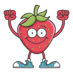 Strawberry happy smiling cartoon character
