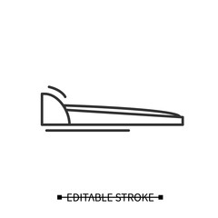 Walking pad icon. Thin light treadmill for home gym and training linear pictogram. Concept of modern fitness exercise machine and home Nordic walking sessions. Editable stroke vector illustration