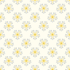 Yellow flower pattern with swirls for textile or background design
