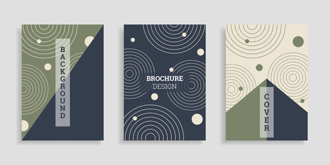 Abstract cover background. Set of A4 vertical brochures. Flat style. Vector illustration. Business template collection.