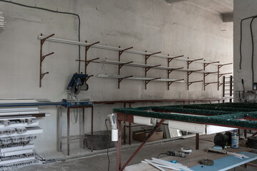 PVC window production. A small factory for the production of pvc windows and doors from pvc profile.