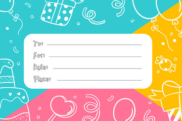 Birthday invitation card to write name, date and place tricolor