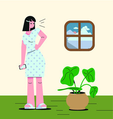 Girl and plant