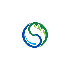 Yin Yang, Water, and Mountain logo / icon design
