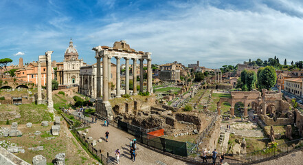 Fototapeta na wymiar Rome, Italy. Panoram view of the Imperial Forum.