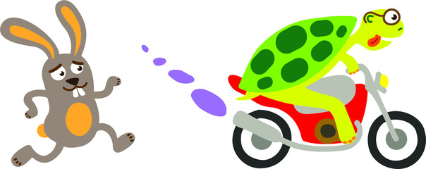 A fable about a hare and a turtle. The turtle is ultimately faster than a hare.