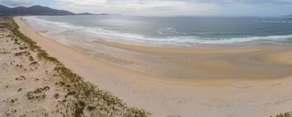 Beautiful view of beach in Galicia.Spain. Drone Photo